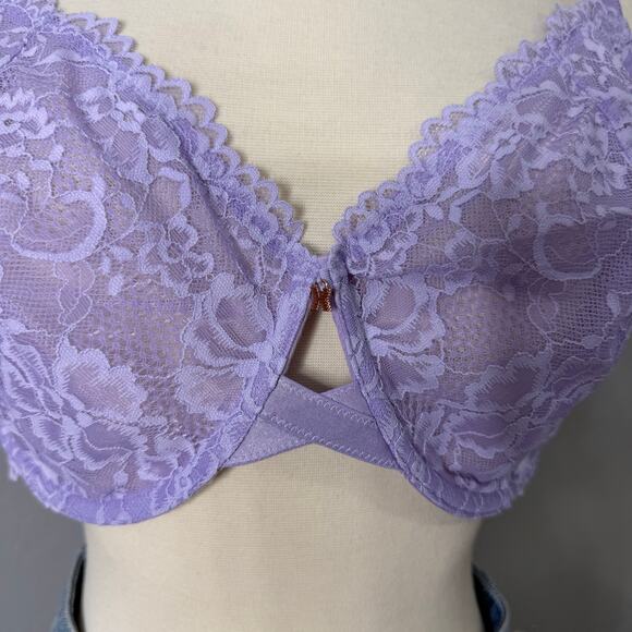 Savage X Fenty Women's Curvy Lace Unlined Bra, Lavender, 42G - Picture 7 of 7